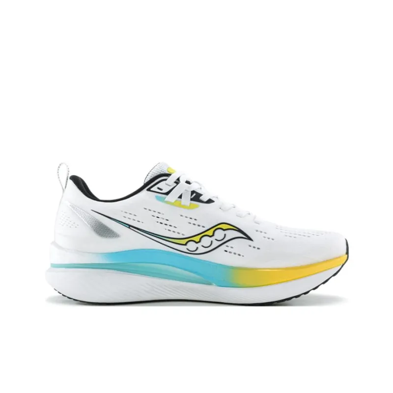 Saucony Cushioning Wear Resistant Rebound Low Top Casual Running Shoes Unisex White Blue-1
