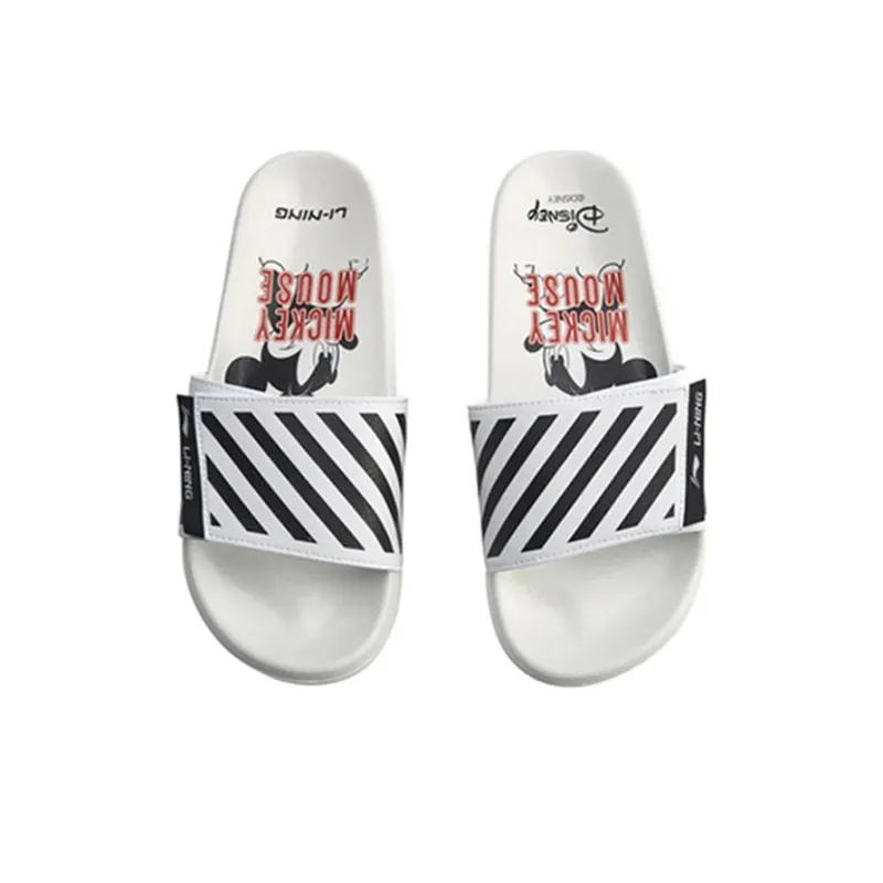 Disney x LiNing Quiet Abrasion Resistant Slide Slippers Men's White-3
