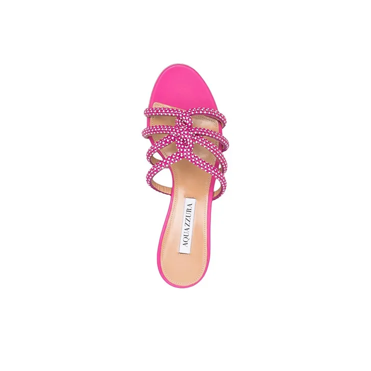 AQUAZZURA Crystal-embellished Leather Mules-4