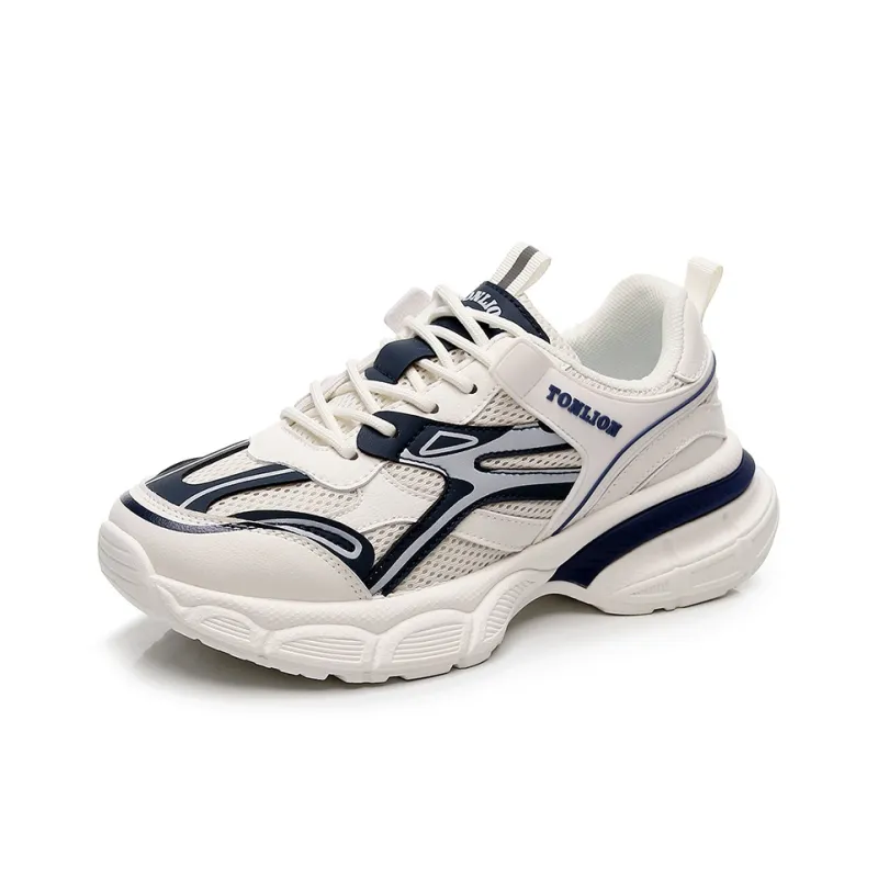 Tonlion Chunky Sneakers Unisex Low Top White Gray/White Blue/Light Beige Gray/Light Beige Black-6