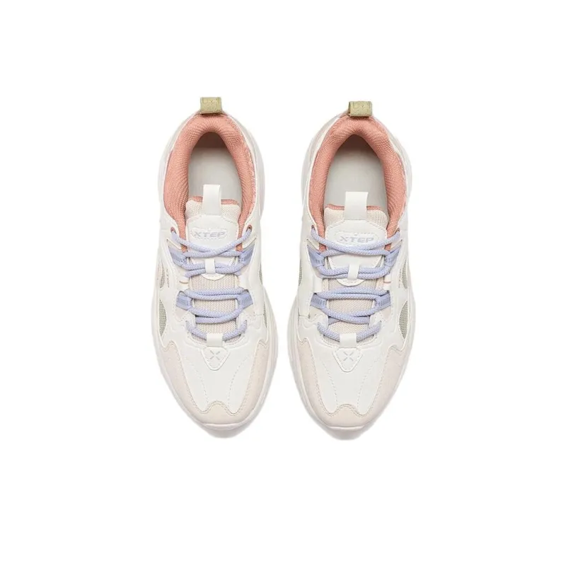 XTEP Mibian Durable Breathable Low-Top Sports Casual Shoes Women's Sail White Ivory Powder-4
