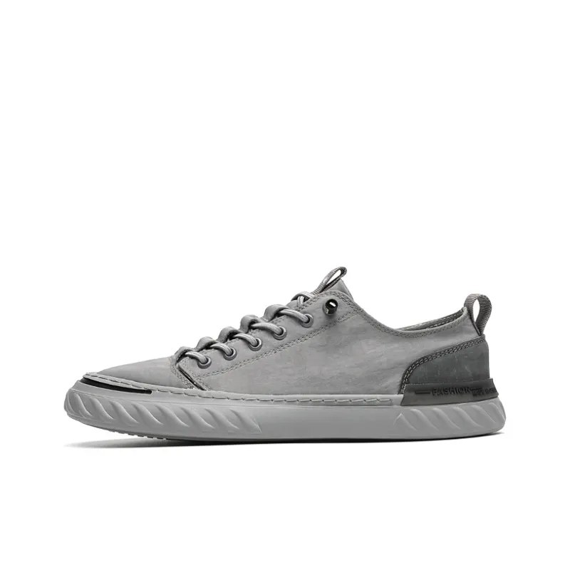 RED DRAGONFLY Skateboard Shoes Men Low Top Gray/Army Green/Apricot-1