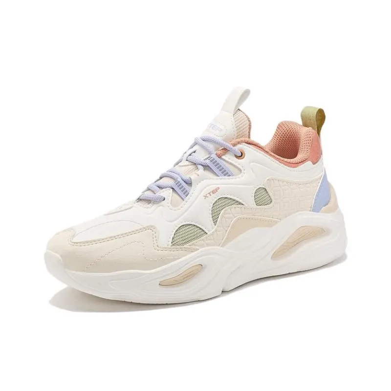 XTEP Mibian Durable Breathable Low-Top Sports Casual Shoes Women's Sail White Ivory Powder-2
