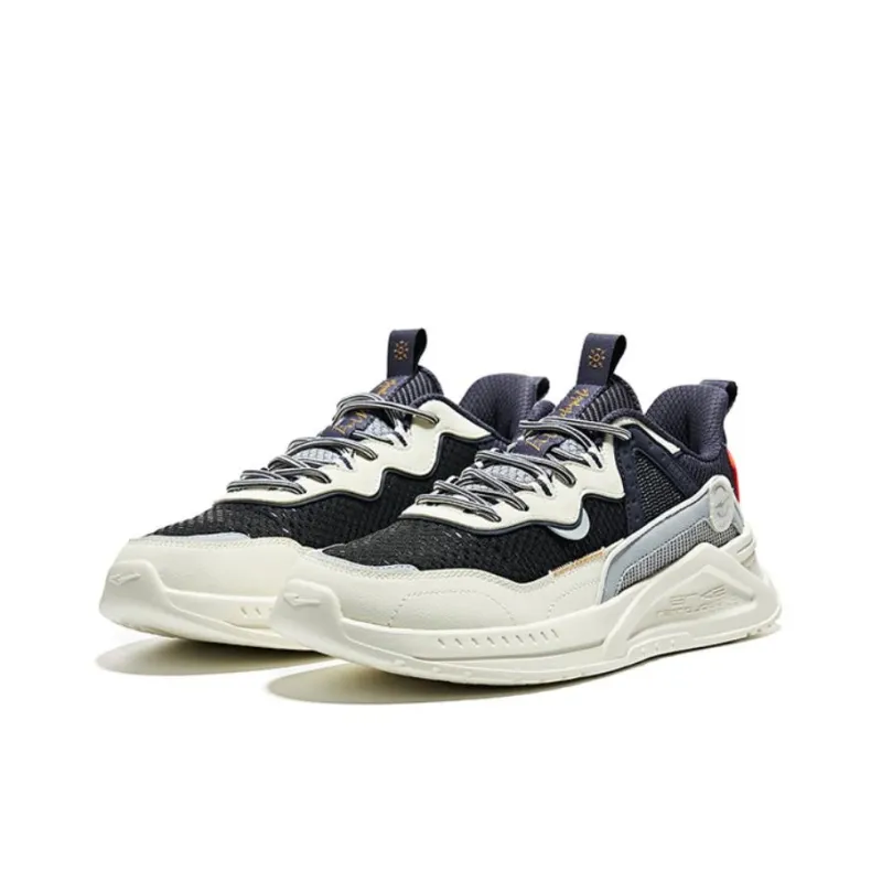 Erke Jie Ao Anti Slip Wear Resistant Low Top Sports Casual Shoes Men's White Black Blue-1