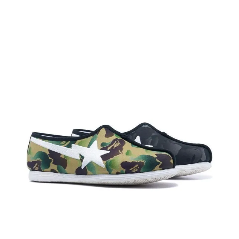 NLS x A BATHING APE Wear Resistant Low Top Casual Shoes Women's Green-3