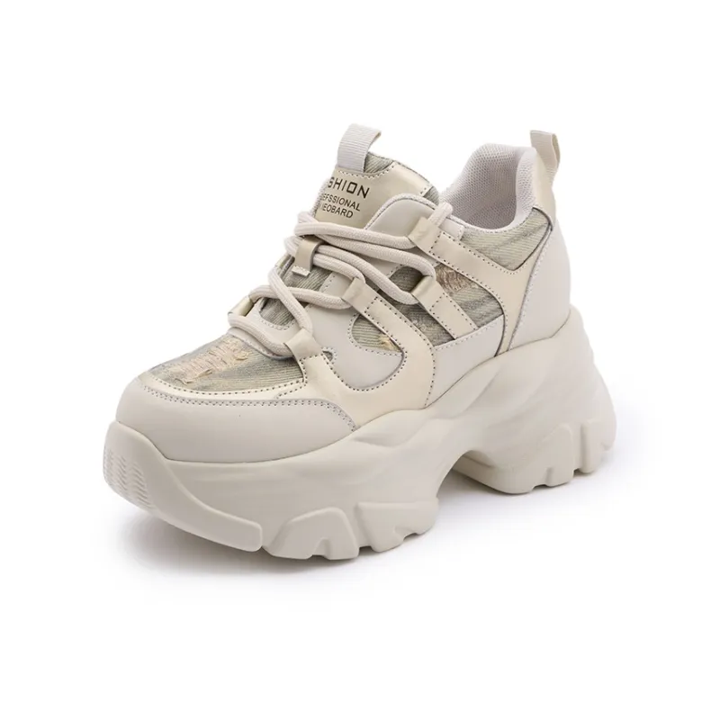 Milan Love Song Anti-Slip And Wear-Resistant Height Increasing Low-Top Chunky Sneakers Women's-5