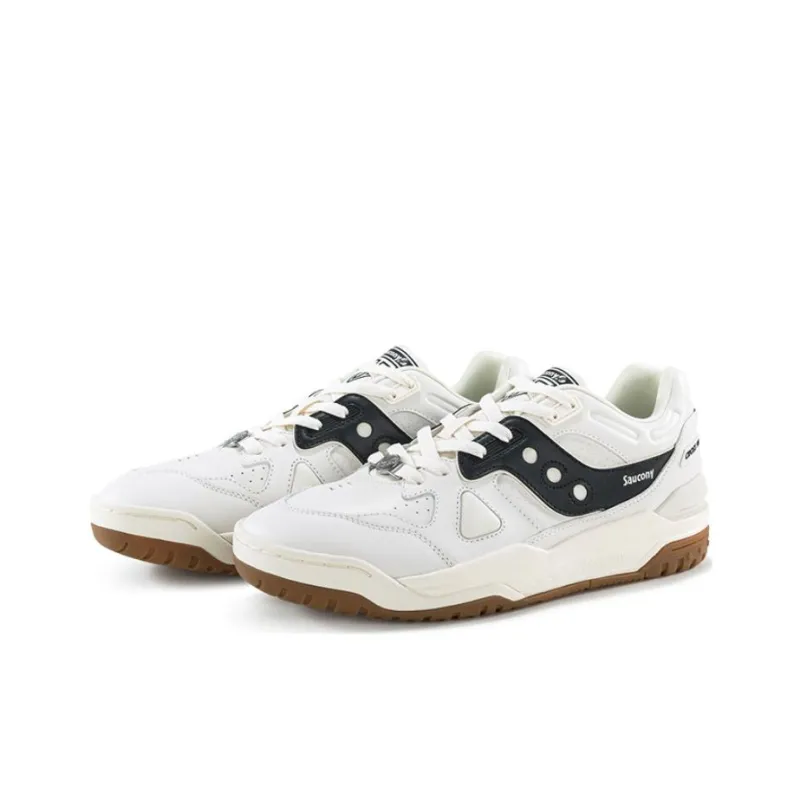 Saucony Cross 90 Anti Slip Wear Resistant Low Top Skateboard Shoes Unisex Beige Black-2