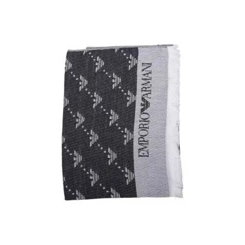 EMPORIO ARMANI Logo Jacquard Frayed Edge Scarf