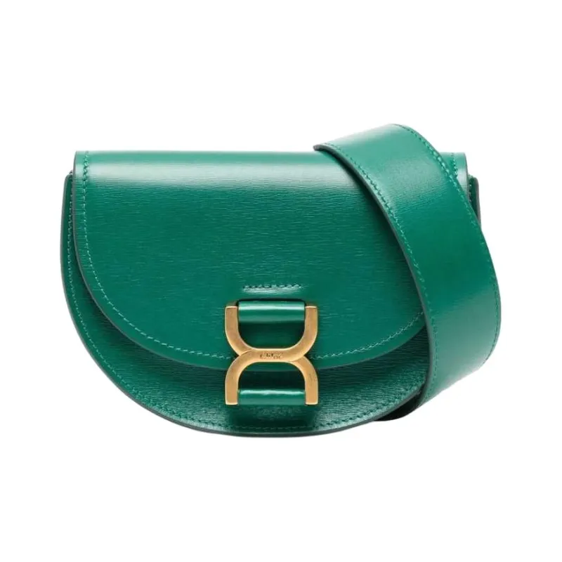 Chloe Marcie Smooth Calf Leather Shoulder Bag Crossbody Bag Women's Amber Green-0