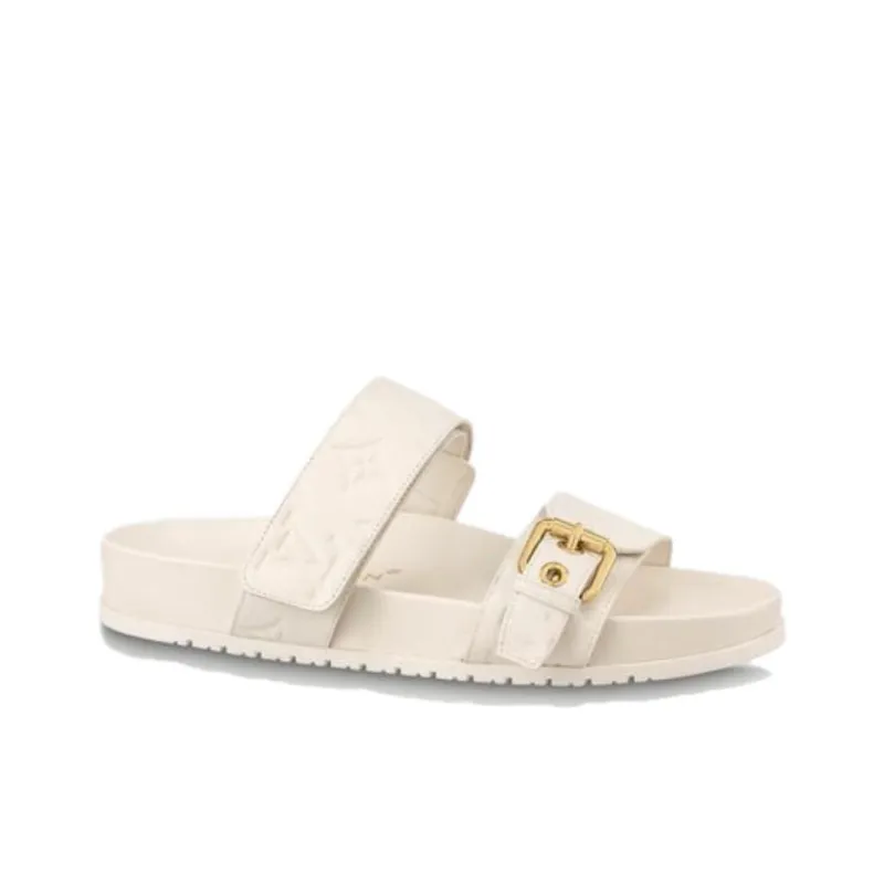 LOUIS VUITTON Bom Dia Slide Slippers Women's White-1