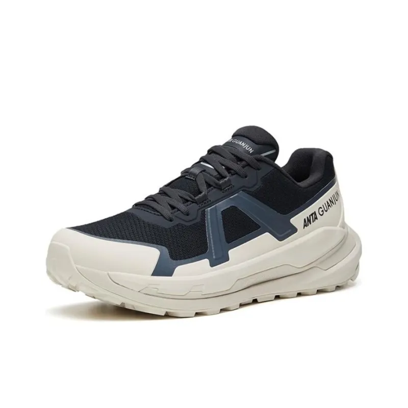 Anta Anti Slip Wear Resistant Low Top Running Shoes Men's Black White-1