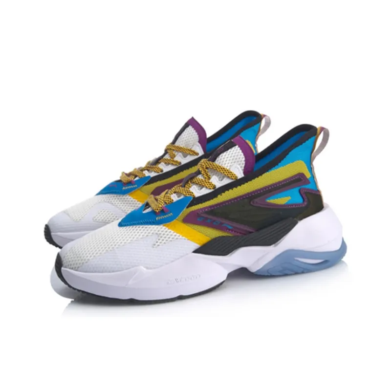 LiNing Transcend Anti Slip Wear Resistant Low Top Running Shoes Men's White Blue-2