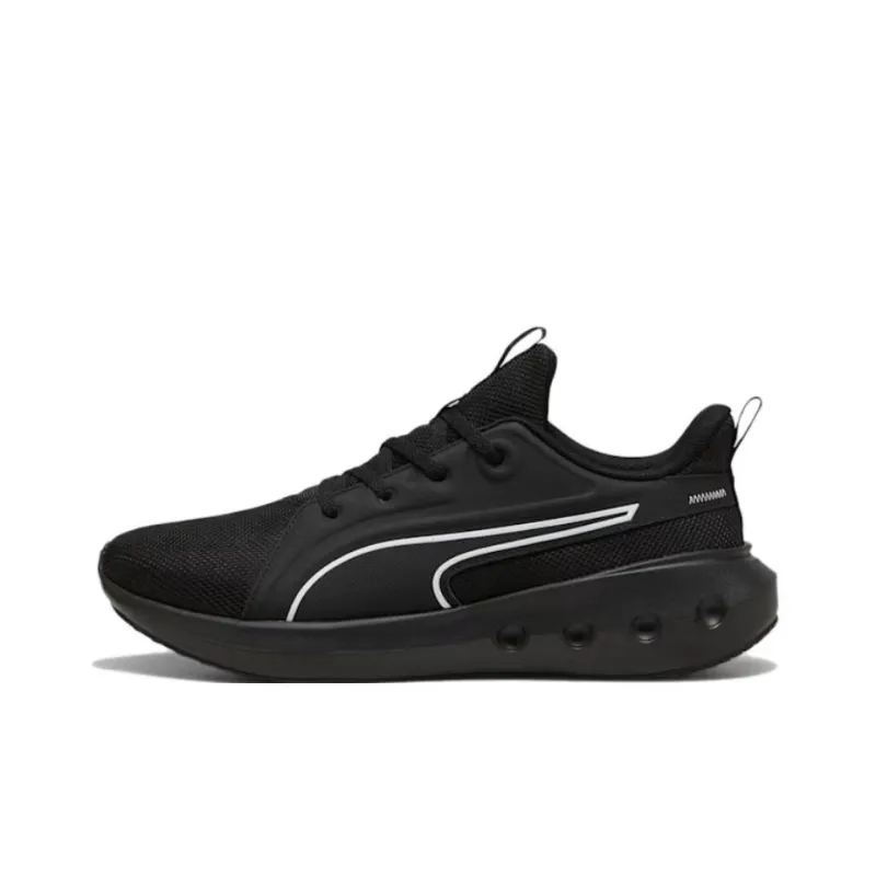 PUMA Softride Anti Slip Wear Resistant Low Top Casual Running Shoes Unisex Black White-0