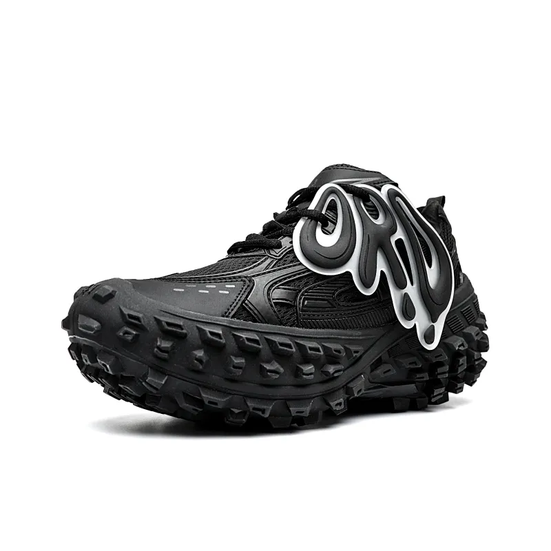 ORD Anti Slip Wear Resistant Breathable Height Increasing Low Top Chunky Sneakers Unisex Black-2