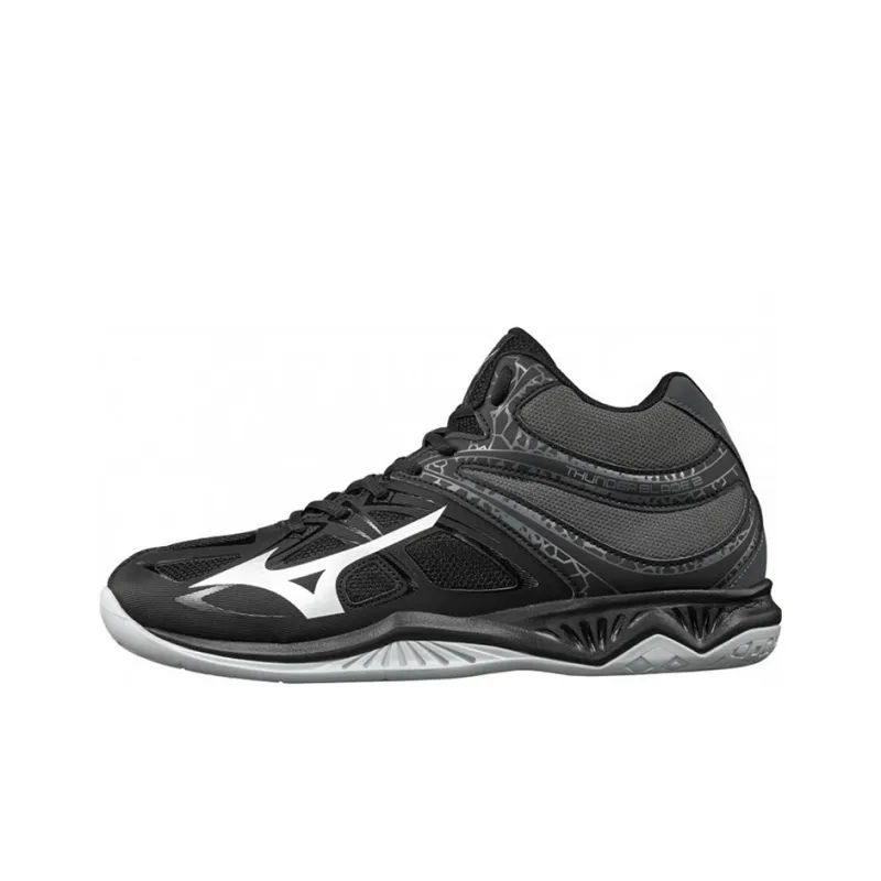 Mizuno Thunder Blade 2 Anti Slip Wear Resistant Mid Top Volleyball Shoes Gray Black White-0