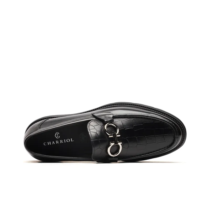 CHARRIOL Metal Accented Slip on Business Commute Dress Shoes For Men's Black-3