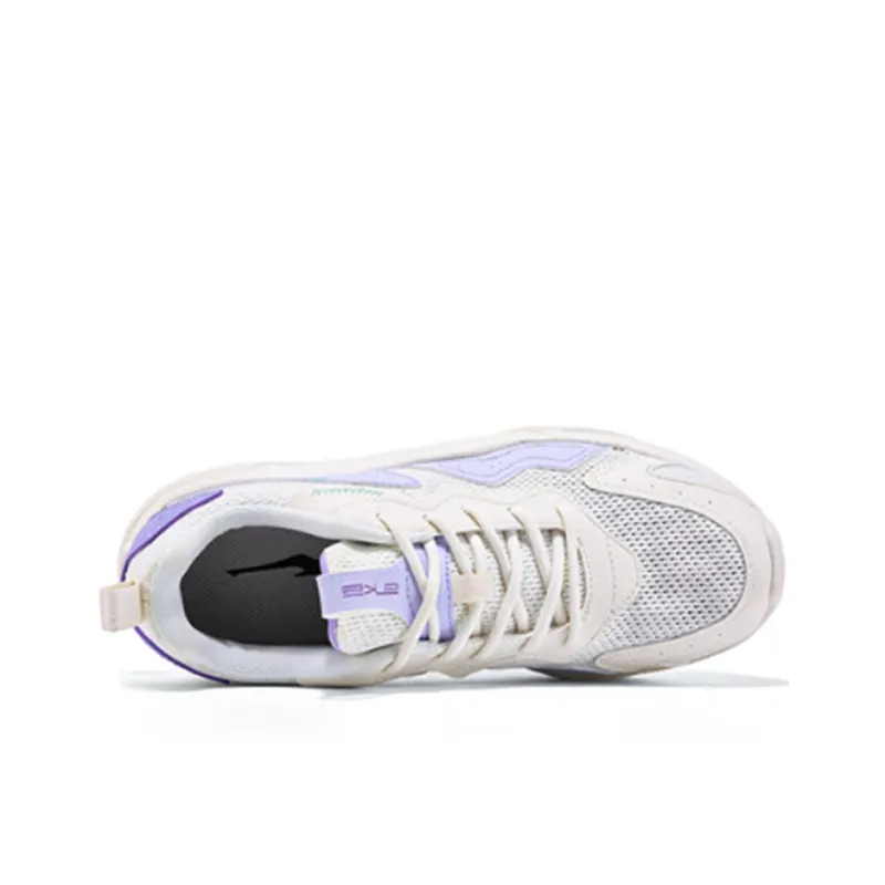 Erke Casual Shoes Women's Low Top Ivory White/Mother of Pearl Color-2
