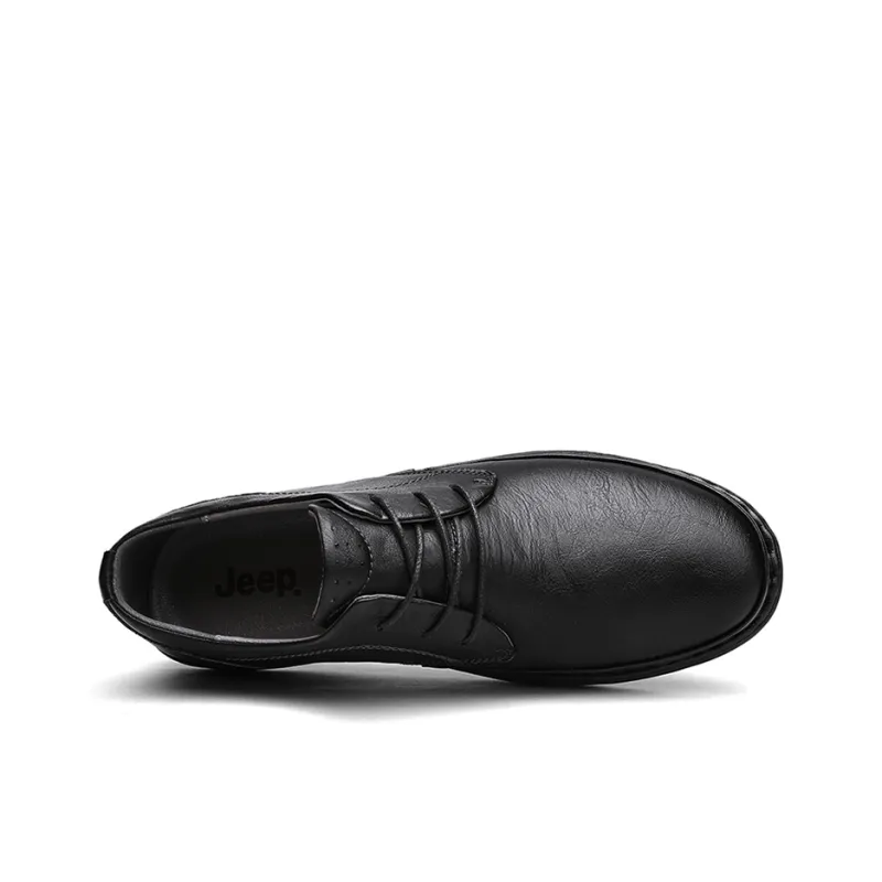 Jeep Low Top Workwear Casual Leather Shoes Black-3