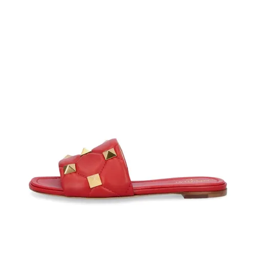 Valentino Roman Stud Slide Slippers Women's Red