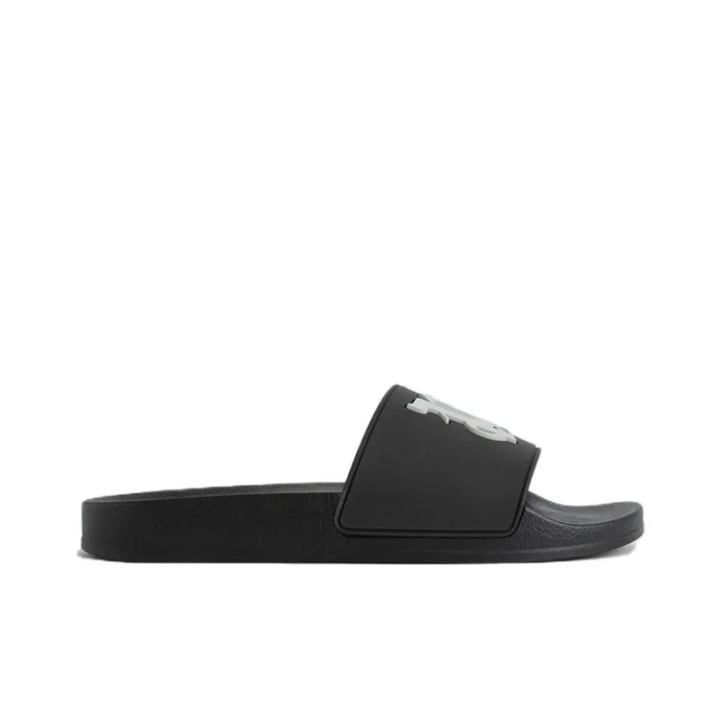 PALM ANGELS Pa Monogram Pool Slides Black Light Grey-1