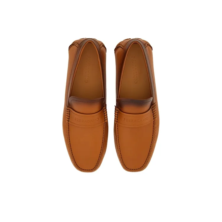 FERRAGAMO Engraved-logo Leather Saddle Moccasins-3