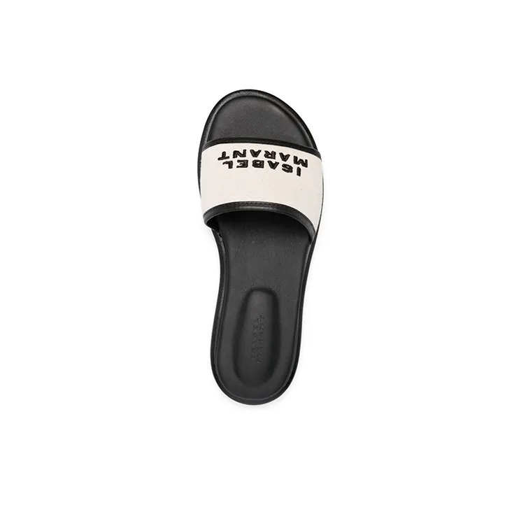 ISABEL MARANT Logo-embroidery Leather Slides-3