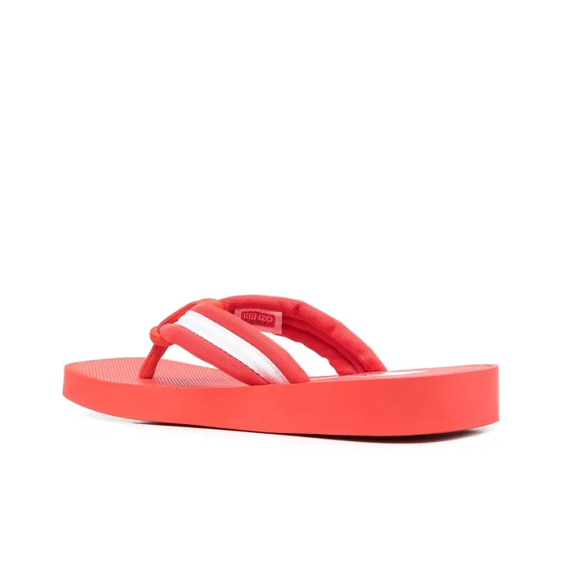 KENZO Logo patch Striped Flip Flops-3