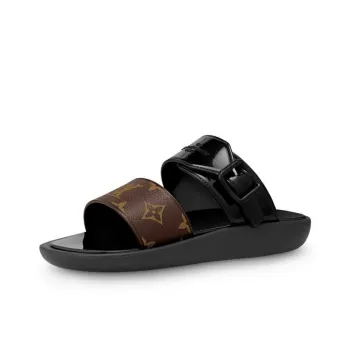 LOUIS VUITTON Sunbath Slide Slippers Women's Black