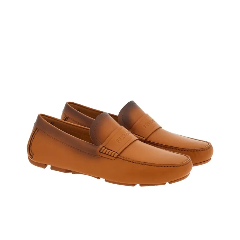 FERRAGAMO Engraved-logo Leather Saddle Moccasins-2