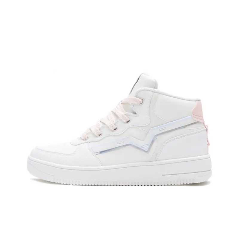 Erke Slip-Resistant Cushioning Wear-Resistant Warm High-Top Skateboard Shoes Women's White Blue-0