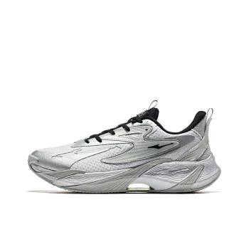 Erke Cushioning Anti Slip And Wear Resistant Low Top Running Shoes Men's Silver Black