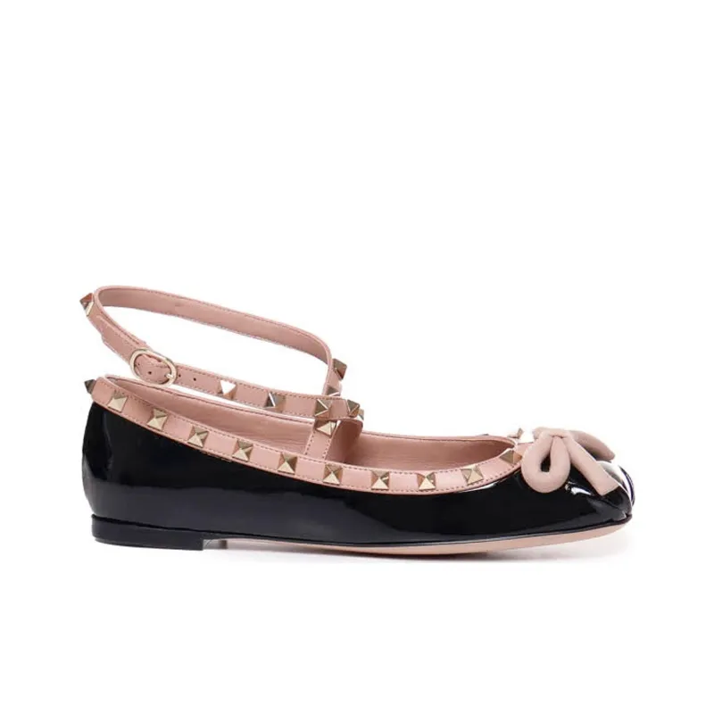 Valentino Garavani Rockstud Round Toe Ballerina Shoes Women's-1