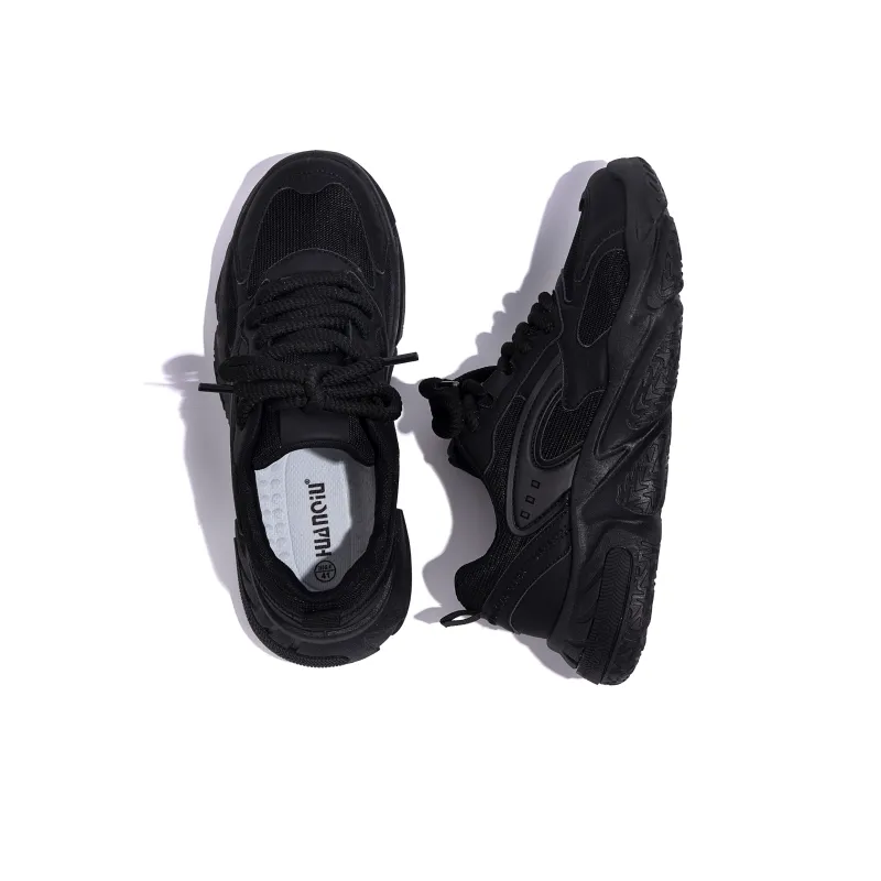 HUANQIU Durable Breathable Low Top Casual Running Shoes Men's Black-5