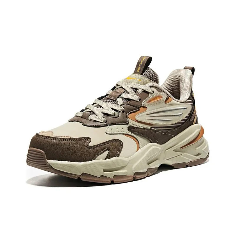 Erke Cushioned Anti-Slip And Wear-Resistant Lightweight Low-Top Running Shoes Men's Gray Brown-1