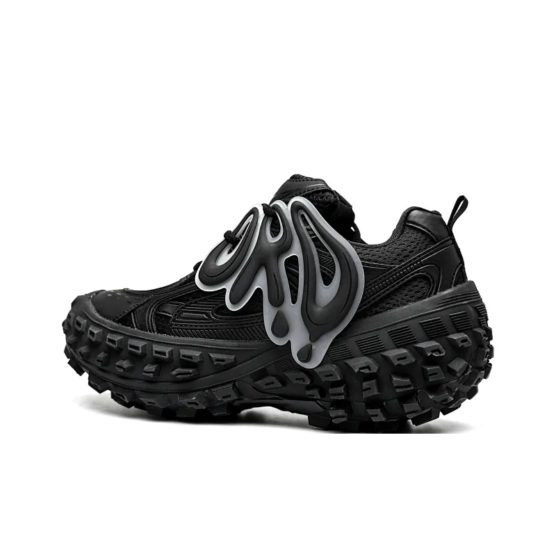 ORD Anti Slip Wear Resistant Breathable Height Increasing Low Top Chunky Sneakers Unisex Black-1