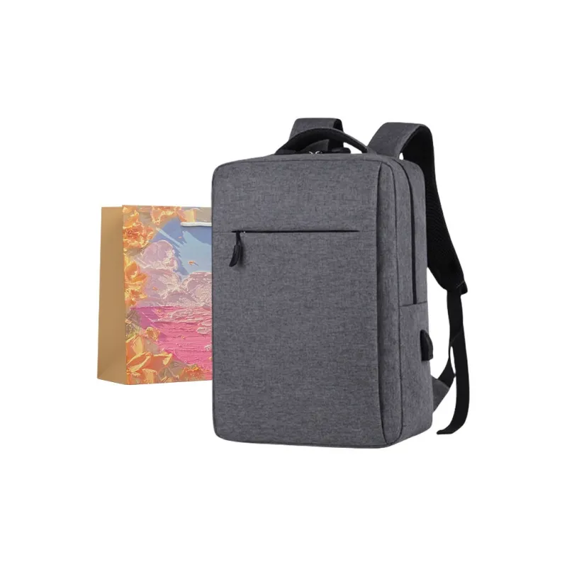 BRINCH Oxford Backpack Men's Black/Dark Gray/Light Gray-2
