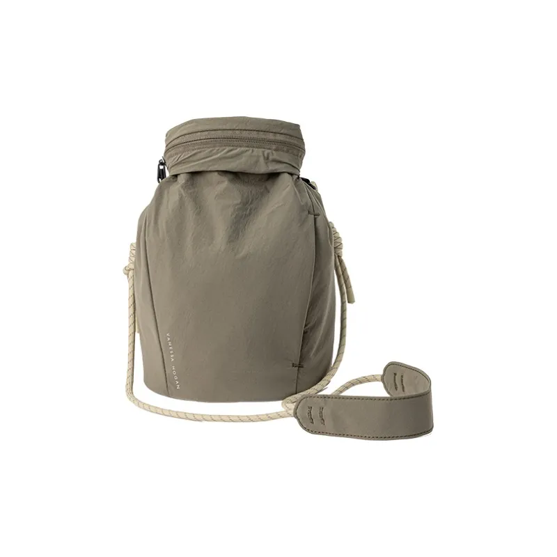 VANESSA HOGAN Fabric Crossbody Bag Unisex Gray Green/Khaki-8
