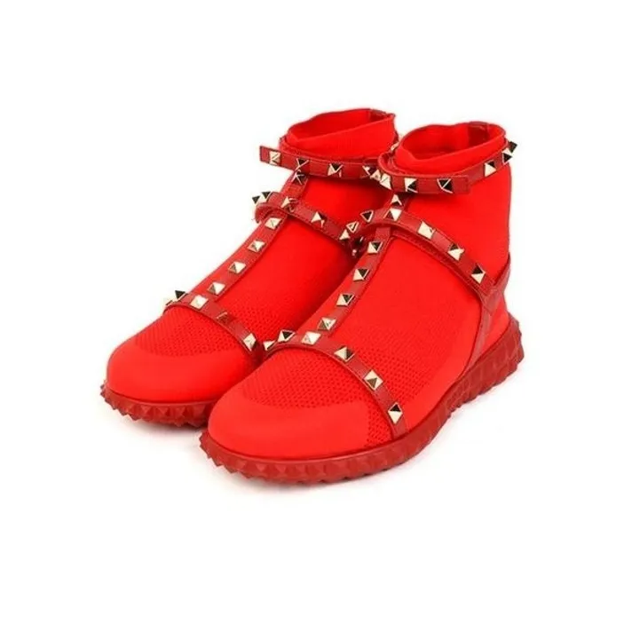 Valentino High Top Sports Casual Shoes Women's Red-2