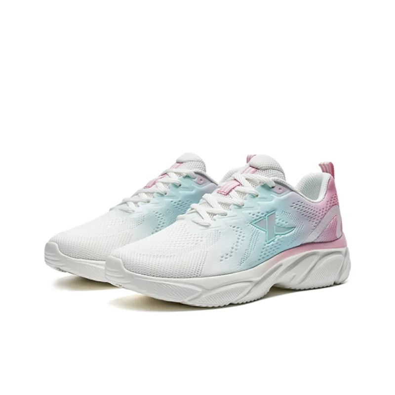 XTEP Anti Slip Wear Resistant Low Top Running Shoes Women's White Blue Pink-1