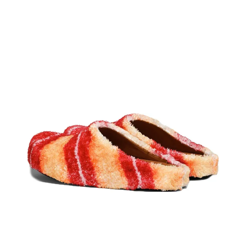 MARNI Rubber Sole Odor Resistant Closed Toe Slippers Men's Red Beige-3