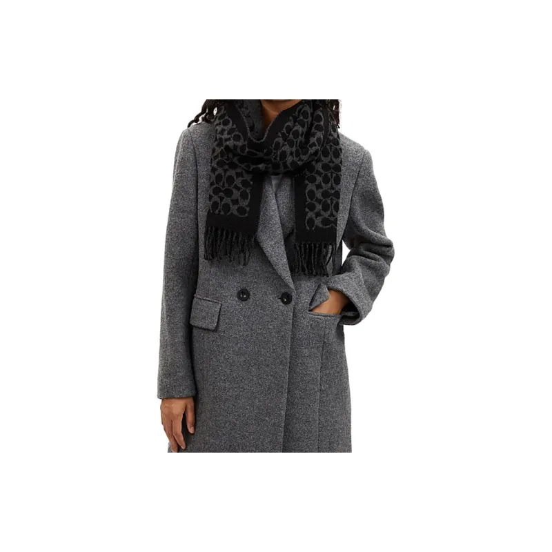 COACH Knit Scarves Unisex Black-4