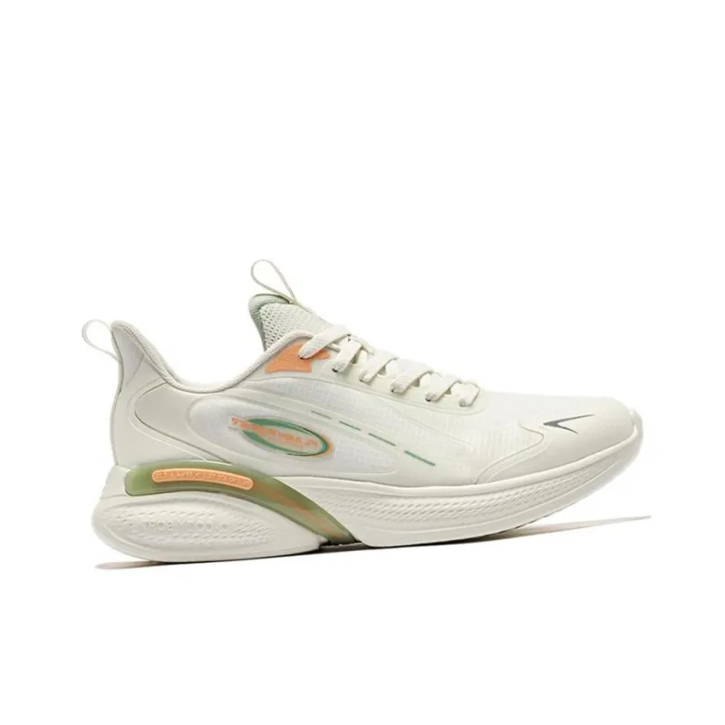 QIAODAN Anti-Slip Wear-Resistant Breathable Lightweight Low-Top Running Shoes Men's White Green-1
