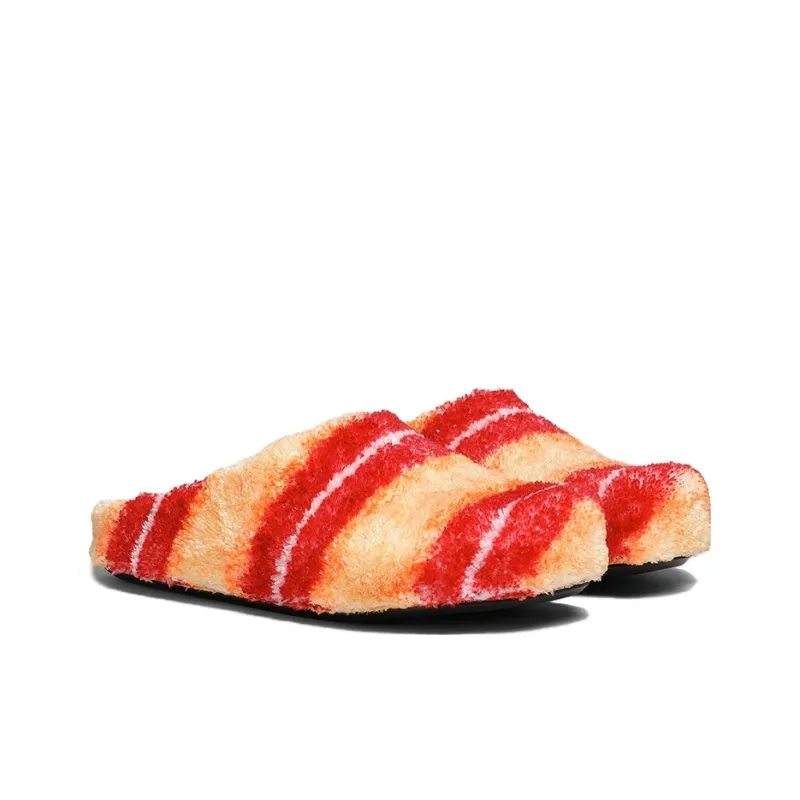 MARNI Rubber Sole Odor Resistant Closed Toe Slippers Men's Red Beige-2