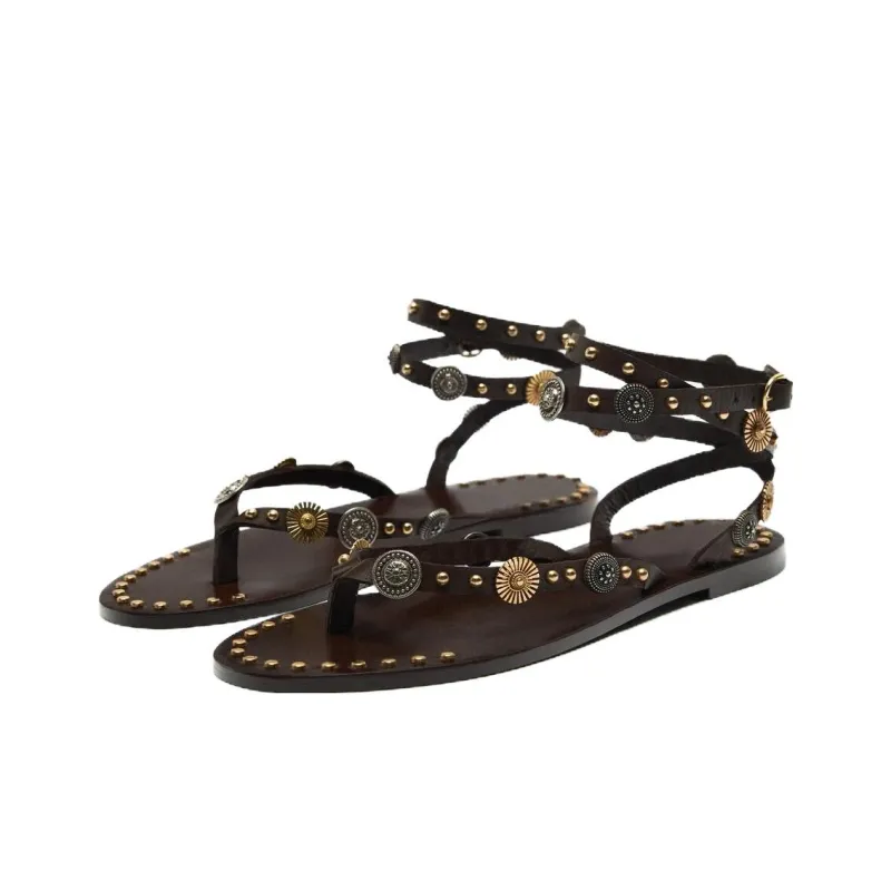 ZARA Strap Sandals Women's Brown-1