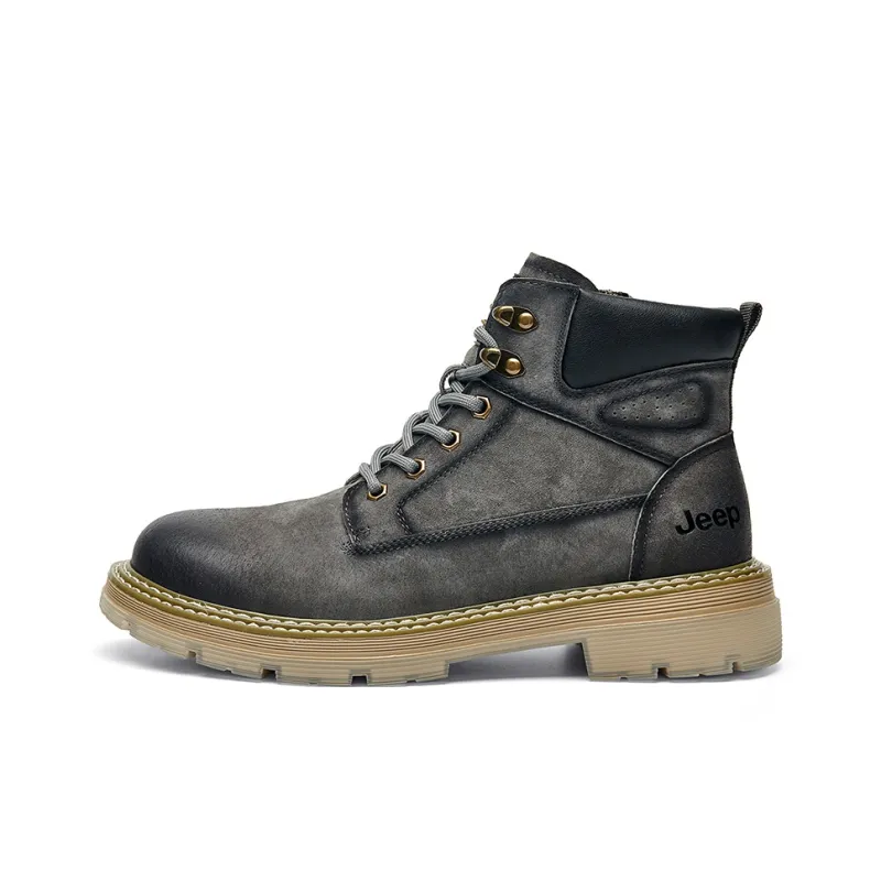 Jeep Martin Boots Men Smoke Gray/Purple Gray/Khaki-0