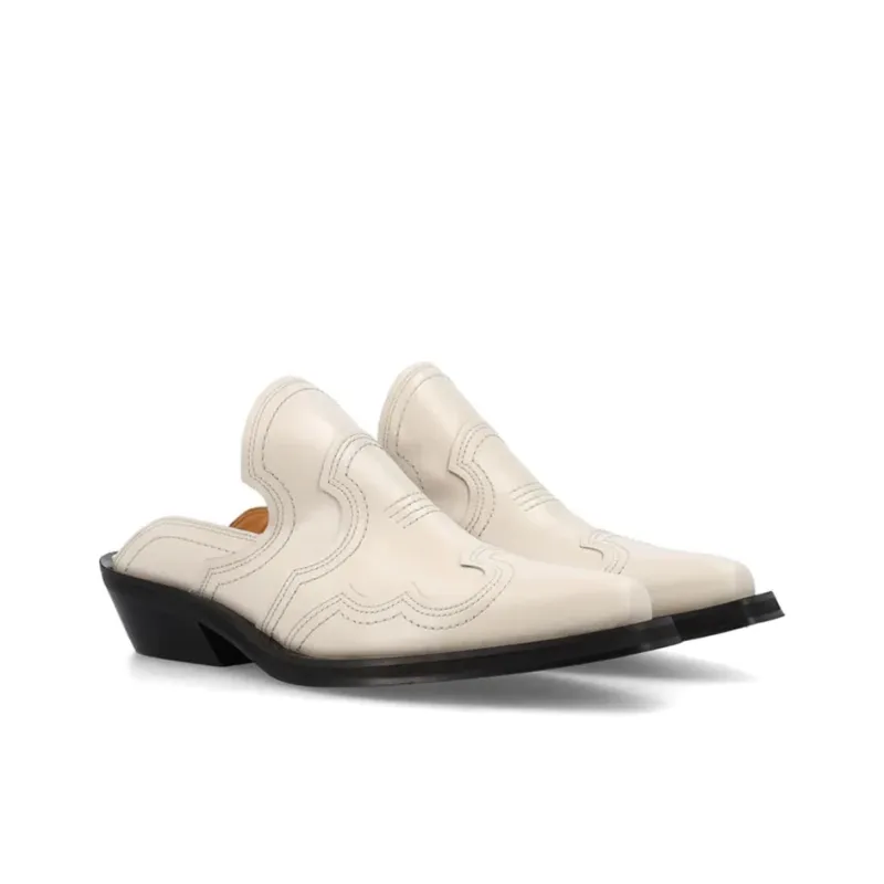 GANNI Slip Resistant Closed Toe Slippers Women's White-2