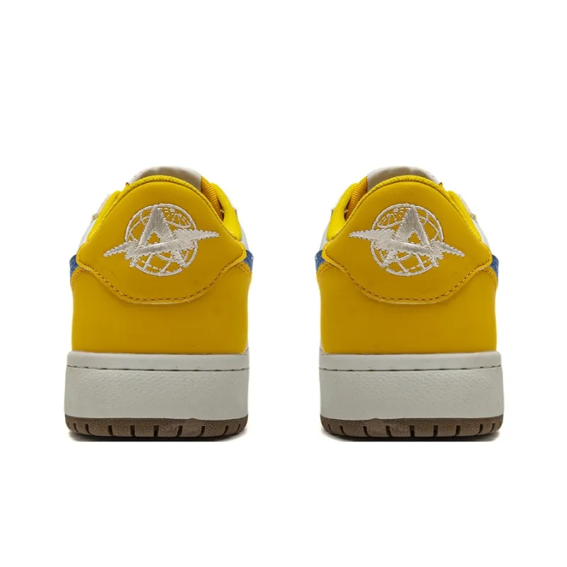 ADERSTAR Anti-Slip Wear-Resistant Lightweight Breathable Low-Top Skateboard Shoes Unisex Yellow Blue-3