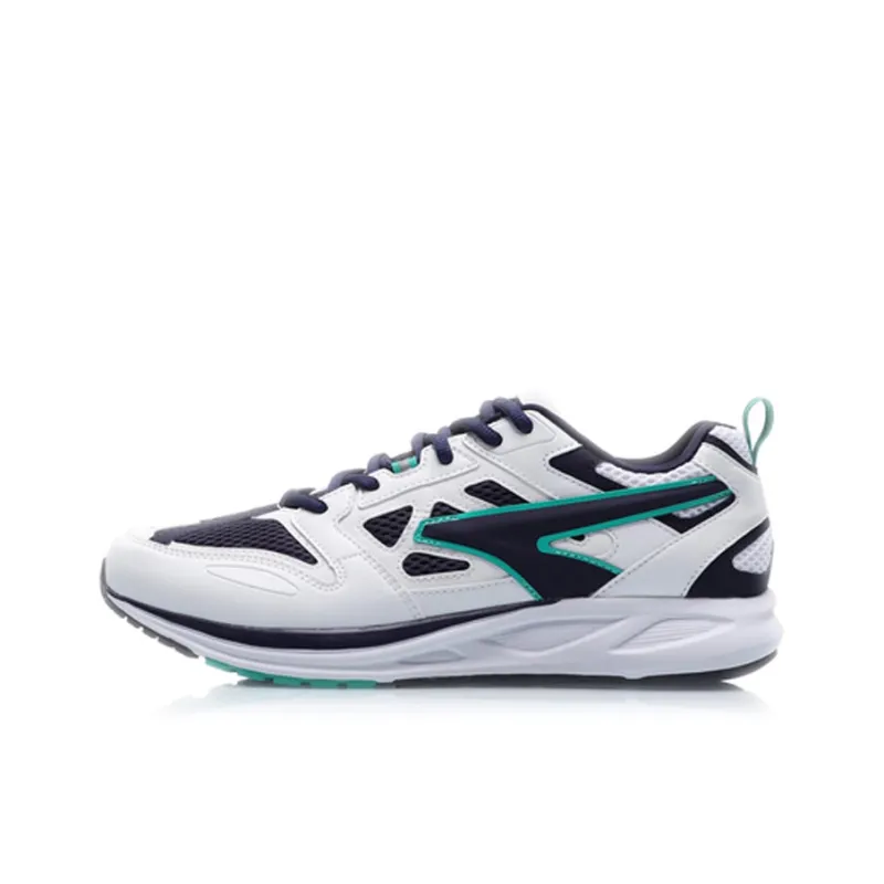LiNing Cushioning Low-Top Running Shoes Men's White Green-0