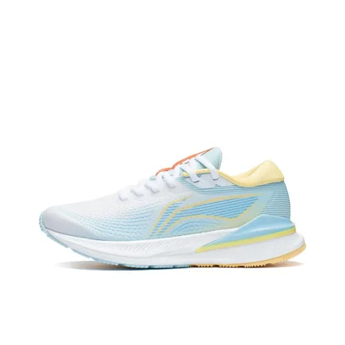 LiNing Shock Absorbers With Slip Resistant And Abrasion Resistant Properties Low Top Running Shoes Women's White Blue