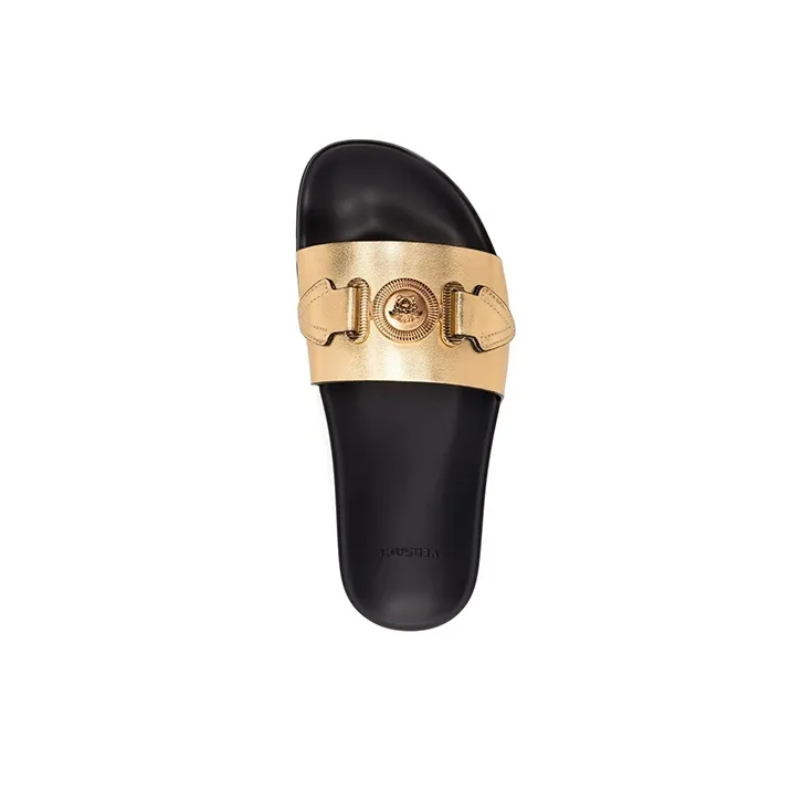 VERSACE Medusa Slide Slippers Women's Black Gold-4